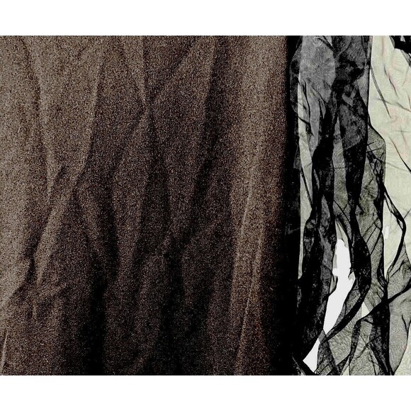 Shein Dress Mini Black Bodycon‎ Puff Sheer Sleeves Stretch Small Party Clubwear - Picture 4 of 4